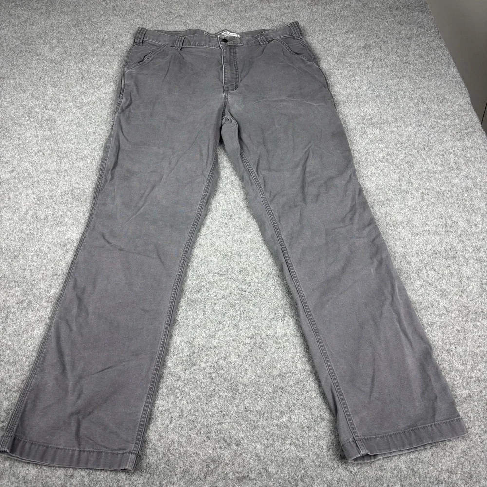 Carhartt Pants Mens 36x34 (Fits 36x32) Gray Rugged Flex Canvas Relaxed Fit Work
